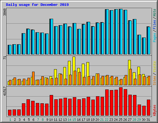 Daily usage for December 2019